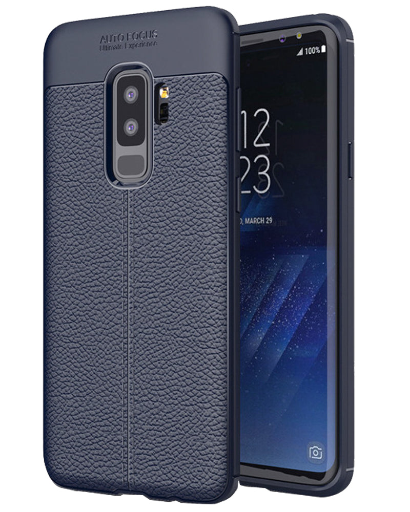 Back Cover, Drop Tested, TPU (Rubber), blue, galaxy s9 plus, Leather, Leather Armor TPU, ₹500 - ₹699, Solid, Slim Design, , samsung