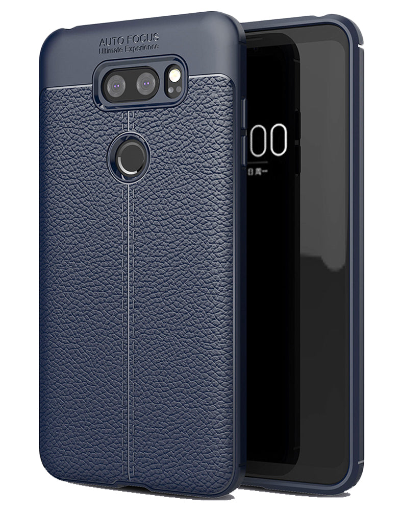 Back Cover, Drop Tested, TPU (Rubber), blue, Leather, LG, LG V30, Leather Armor TPU, ₹500 - ₹699, Solid, Slim Design