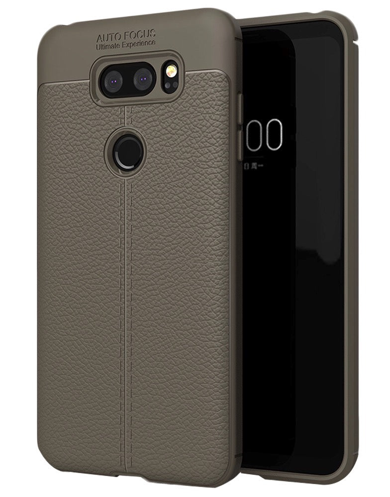 Back Cover, Drop Tested, TPU (Rubber), Grey, Leather, LG, LG V30, Leather Armor TPU, ₹500 - ₹699, Solid, Slim Design