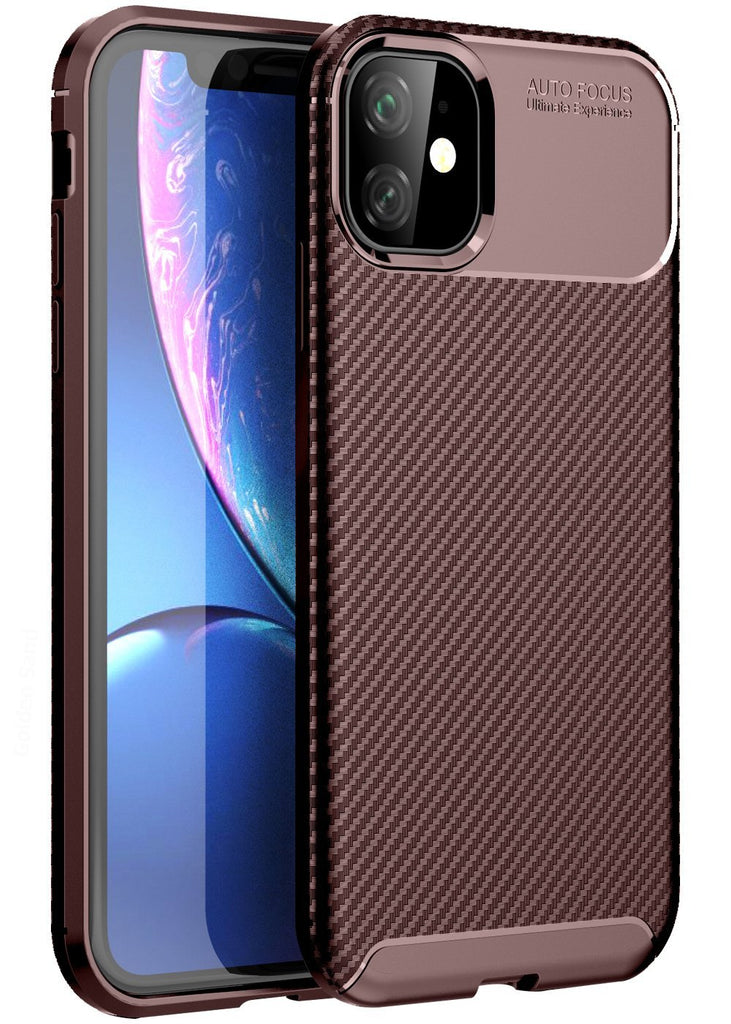 Aramid Fibre Series Shockproof Armor Back Cover for Apple iPhone 11 6.1 inch, Brown - Golden Sand