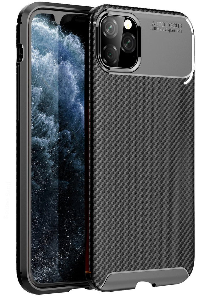Aramid Fibre Series Shockproof Armor Back Cover for Apple iPhone 11 Pro Max 6.5 inch, Black - Golden Sand