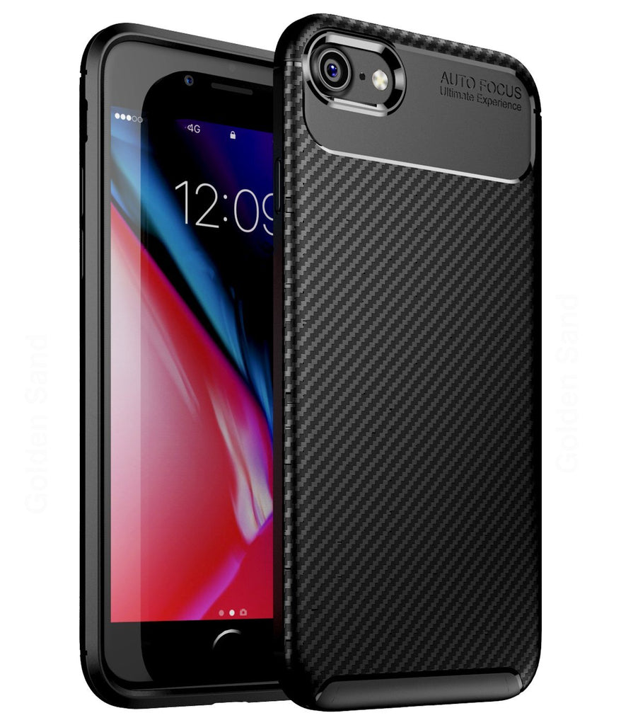 Aramid Fibre Series Shockproof Armor Back Cover for Apple iPhone 7, 8, SE 2020 4.7 inch, Black - Golden Sand