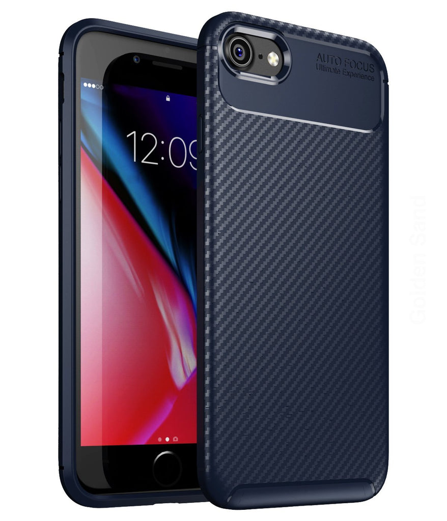 Aramid Fibre Series Shockproof Armor Back Cover for Apple iPhone 7, 8, SE 2020 4.7 inch, Blue - Golden Sand