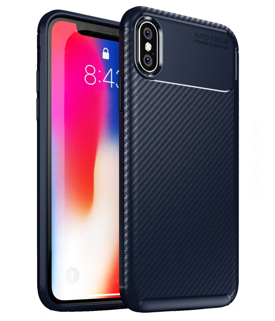 Aramid Fibre Series Shockproof Armor Back Cover for Apple iPhone X, XS 5.8 inch, Blue - Golden Sand