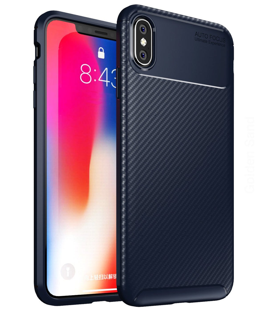 Aramid Fibre Series Shockproof Armor Back Cover for Apple iPhone XS Max 6.5 inch, Blue - Golden Sand