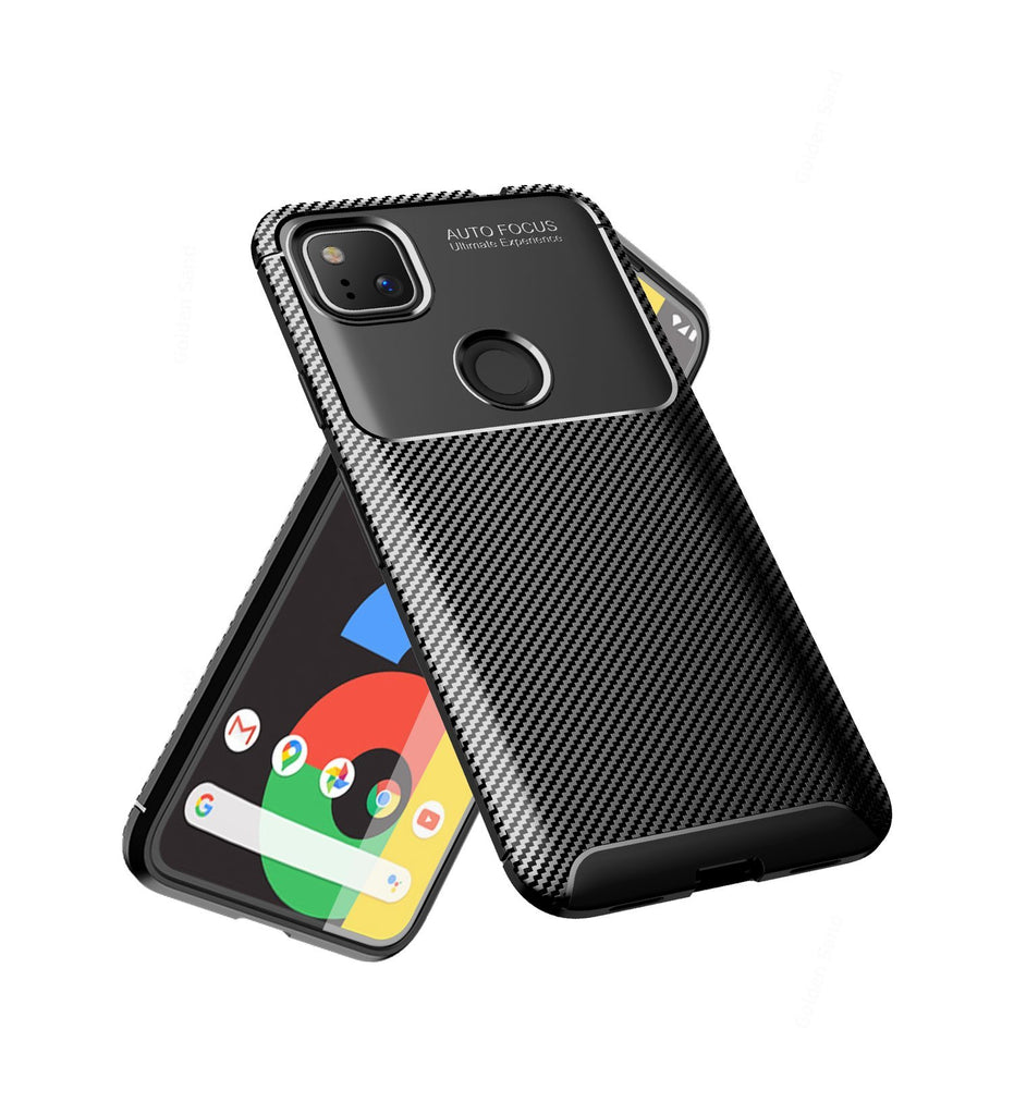 Aramid Fibre Series Shockproof Armor Back Cover for Google Pixel 4a, Black - Golden Sand