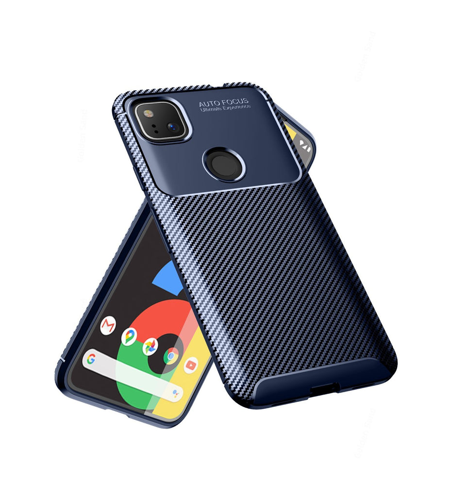 Aramid Fibre Series Shockproof Armor Back Cover for Google Pixel 4a, Blue - Golden Sand