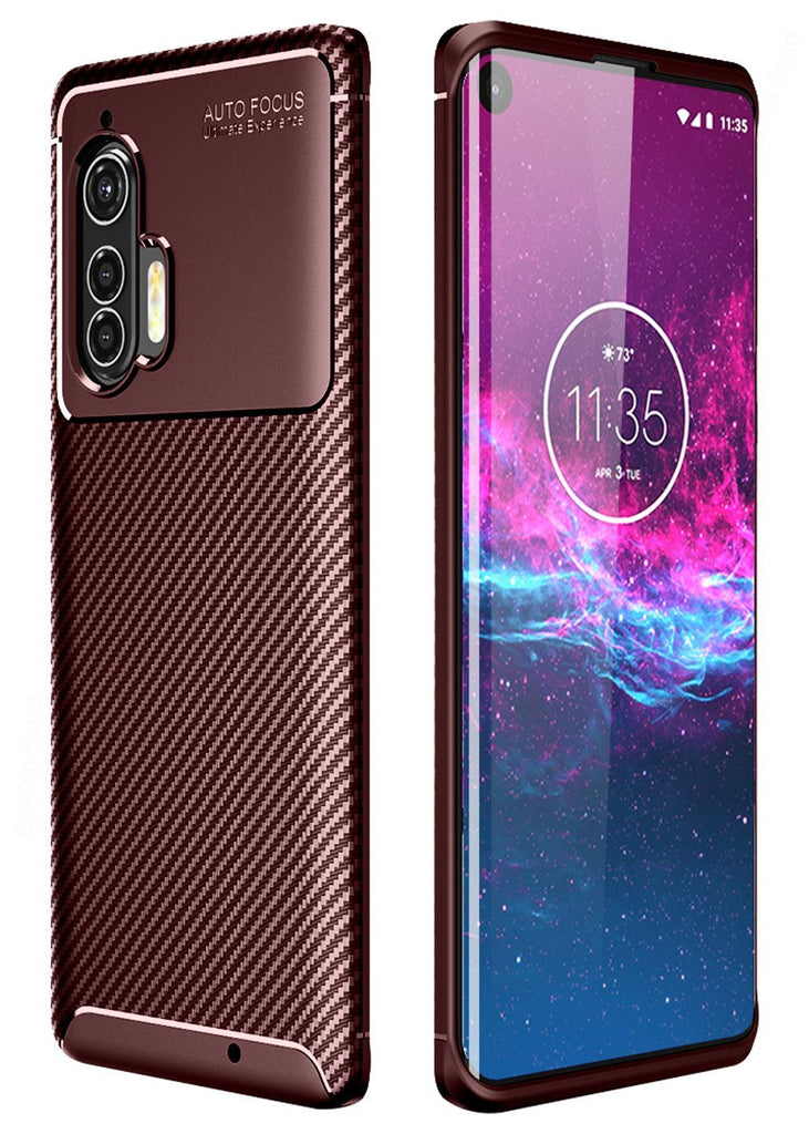 Aramid Fibre Series Shockproof Armor Back Cover for Moto Edge Plus 6.7 inch, Brown - Golden Sand