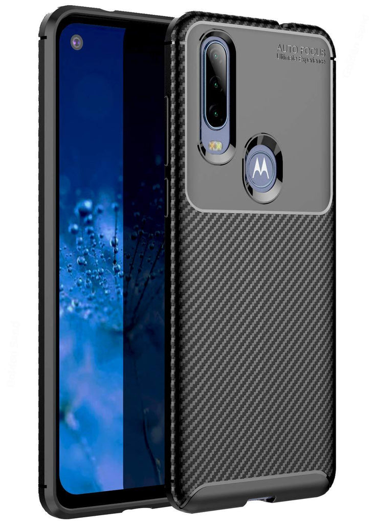Aramid Fibre Series Shockproof Armor Back Cover for Moto One Action 6.3 inch, Black - Golden Sand