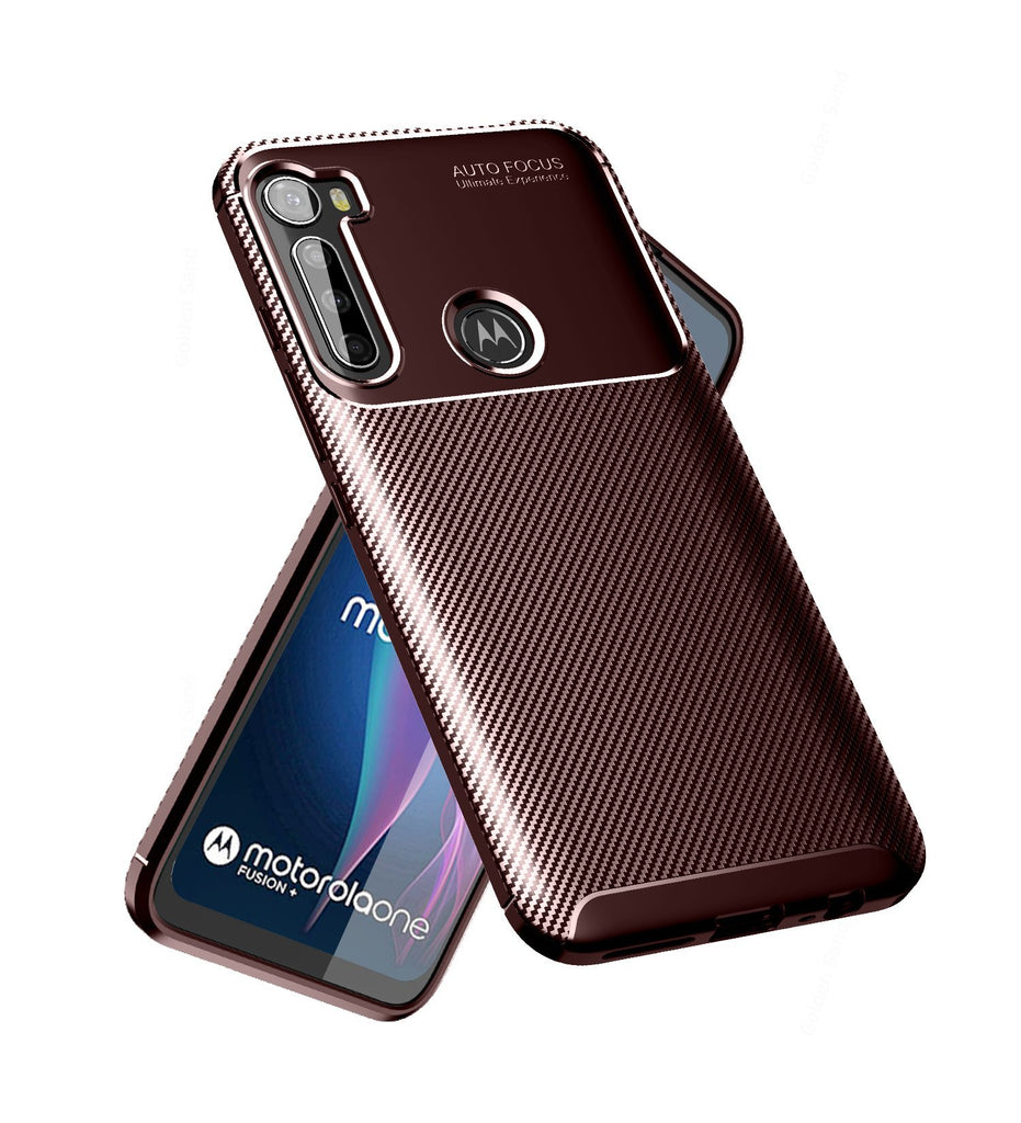 Aramid Fibre Series Shockproof Armor Back Cover for Moto One Fusion Plus 6.5 inch, Brown - Golden Sand