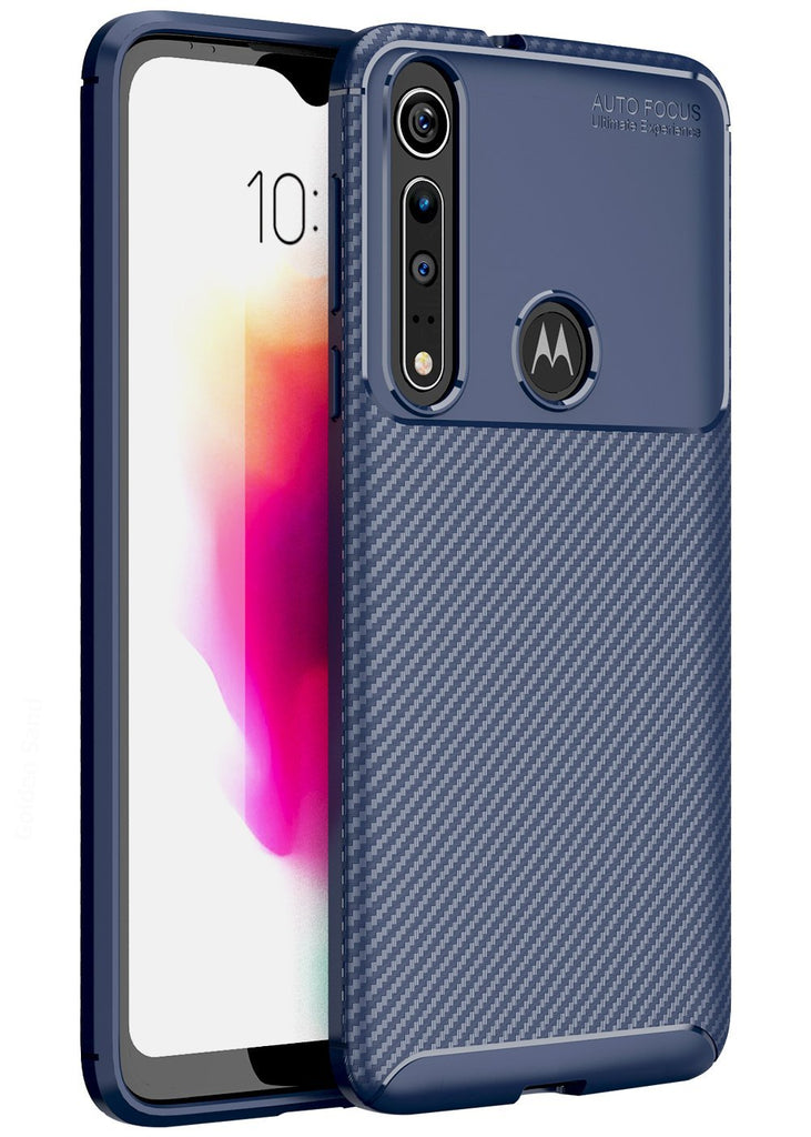 Aramid Fibre Series Shockproof Armor Back Cover for Moto One Macro 6.2 inch, Blue - Golden Sand