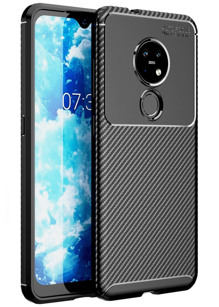 Aramid Fibre Series Shockproof Armor Back Cover for Nokia 7.2, Nokia 6.2 6.39 inch, Black - Golden Sand