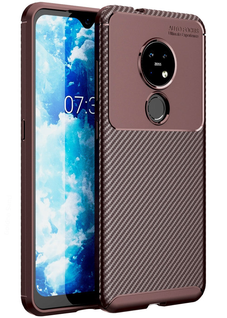 Aramid Fibre Series Shockproof Armor Back Cover for Nokia 7.2, Nokia 6.2 6.39 inch, Brown - Golden Sand