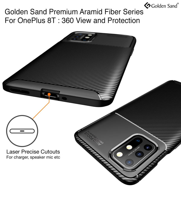 Aramid Fibre Series Shockproof Armor Back Cover for OnePlus 8T, Black - Golden Sand