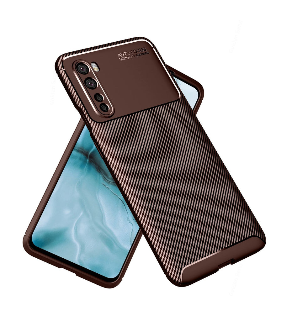 Aramid Fibre Series Shockproof Armor Back Cover for OnePlus Nord, Brown - Golden Sand