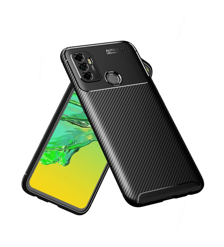 Aramid Fibre Series Shockproof Armor Back Cover for Oppo A53, Oppo A33 (2020), Black - Golden Sand