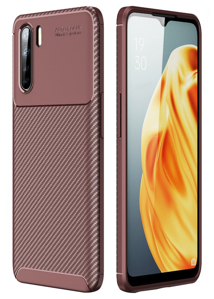 Aramid Fibre Series Shockproof Armor Back Cover for Oppo F15 6.4 inch, Brown - Golden Sand