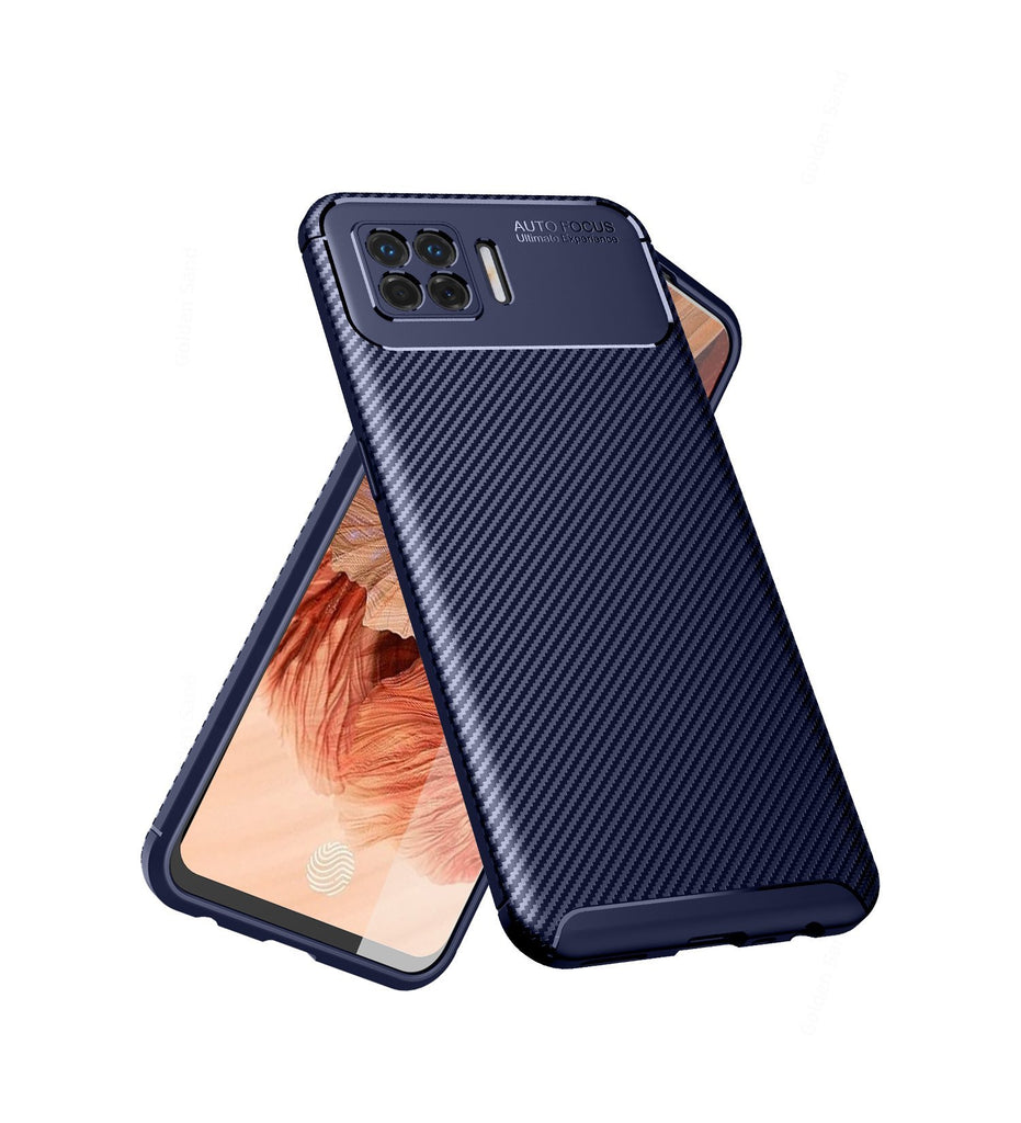 Aramid Fibre Series Shockproof Armor Back Cover for Oppo F17, Blue - Golden Sand