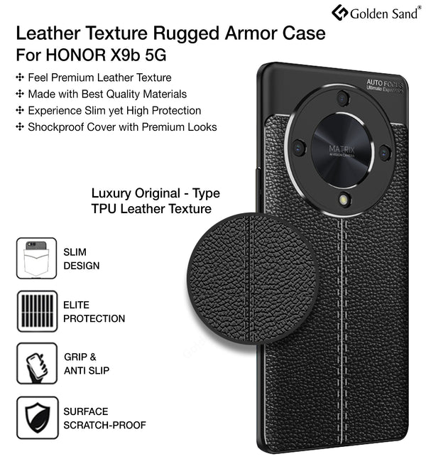 Honor X9b 5G (6.78 inch) Back Cover | Vegan Leather Series, Black