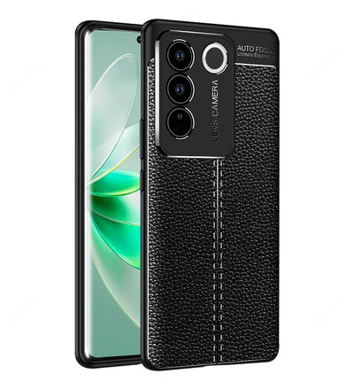 Vivo V27 5G, Vivo V27 Pro 5G (6.78 inch) Back Cover | Vegan Leather Series, Black