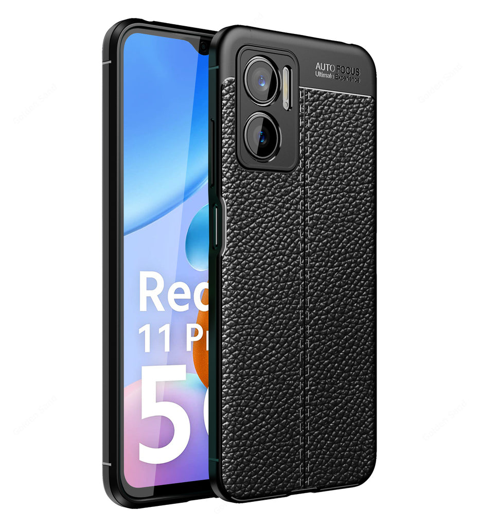Redmi 11 Prime 5G (6.58 inch) Back Cover | Vegan Leather Series, Black