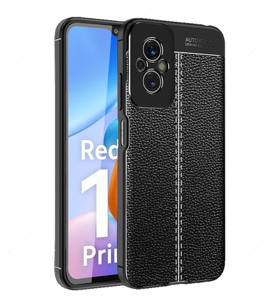 Redmi 11 Prime 4G (6.58 inch) Back Cover | Vegan Leather Series, Black