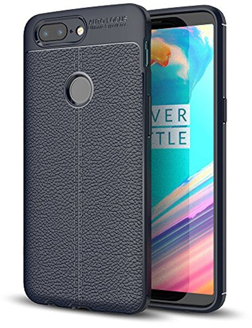 Back Cover, Drop Tested, TPU (Rubber), blue, Leather, Leather Armor TPU, ₹500 - ₹699, Solid, Slim Design, oneplus, oneplus 5T, 