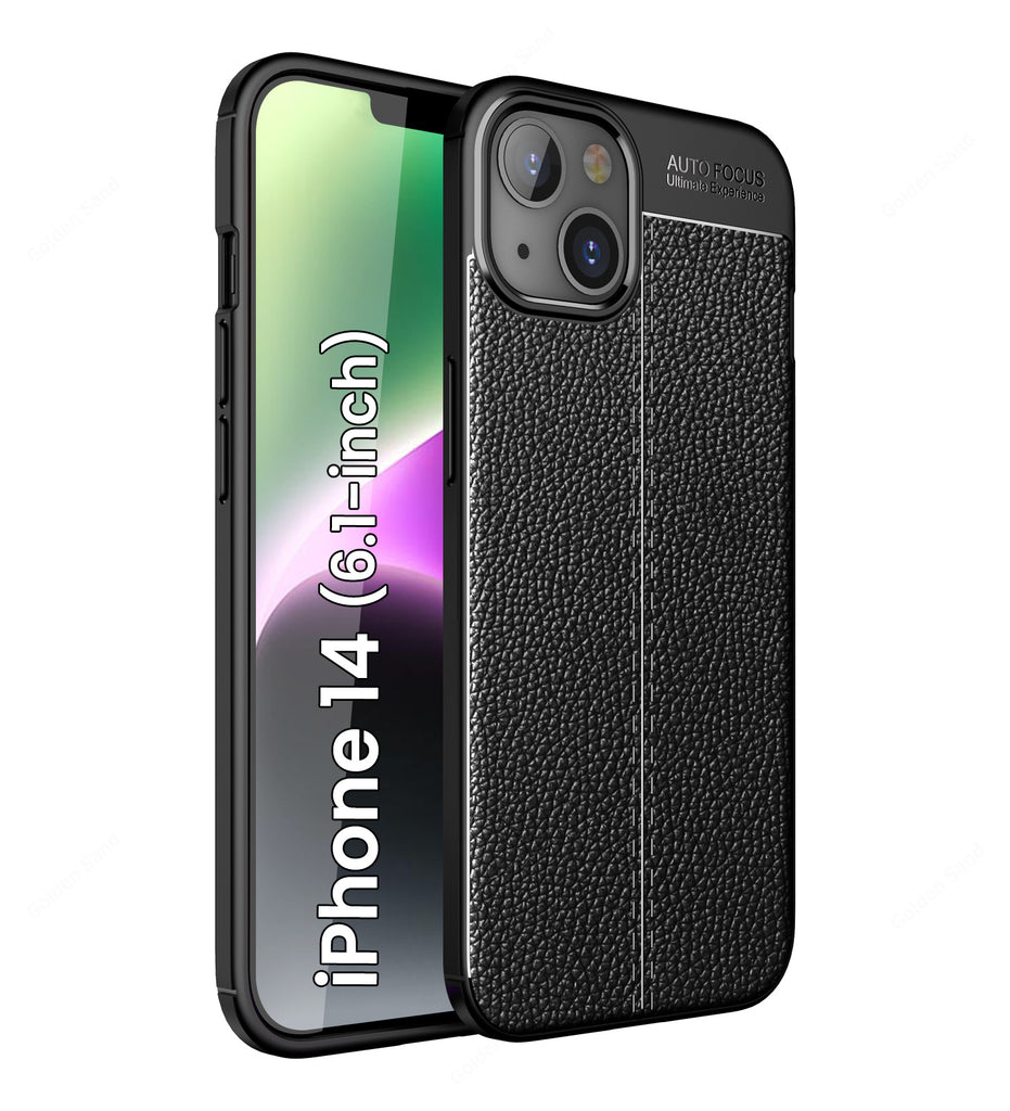 Apple iPhone 14 (6.1 inch) Back Cover | Vegan Leather Series, Black