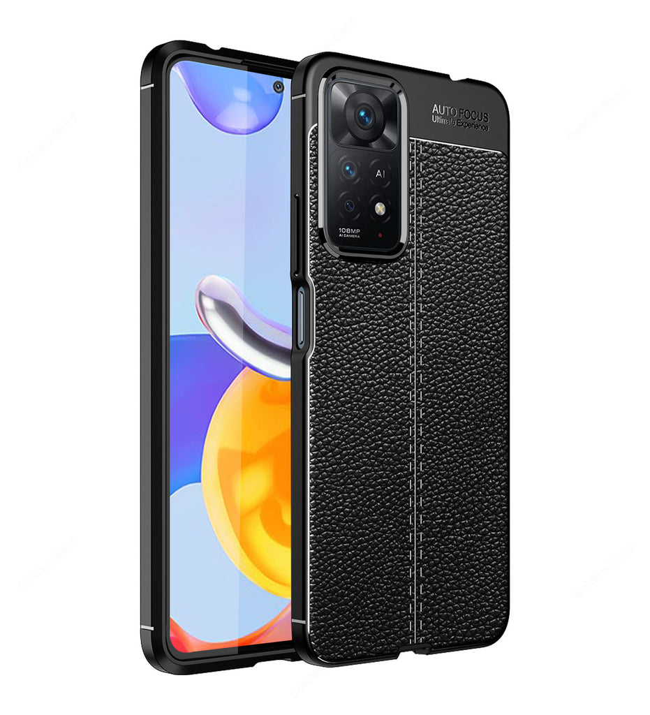 Leather Armor TPU Series Shockproof Armor Back Cover for Redmi Note 11 Pro 4G, Redmi Note 11 Pro+ Plus 5G, 6.67 inch, Black