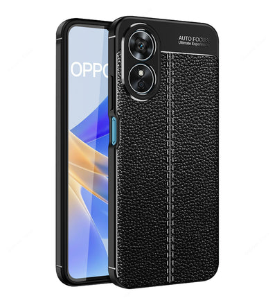 OPPO A17 4G (6.56 inch) Back Cover | Vegan Leather Series, Black