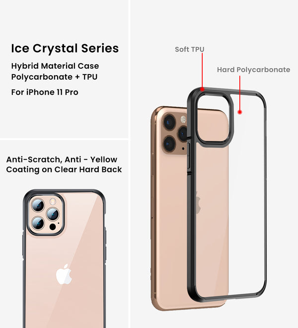 Apple iPhone 11 Pro (5.8 inch) Back Cover | Ice Crystal Series [Anti Yellow], Space Black