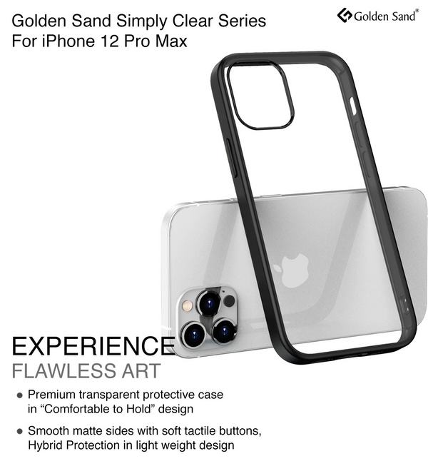 Simply Clear Series Hybrid Transparent Back Cover for Apple iPhone 12 Pro Max, Black