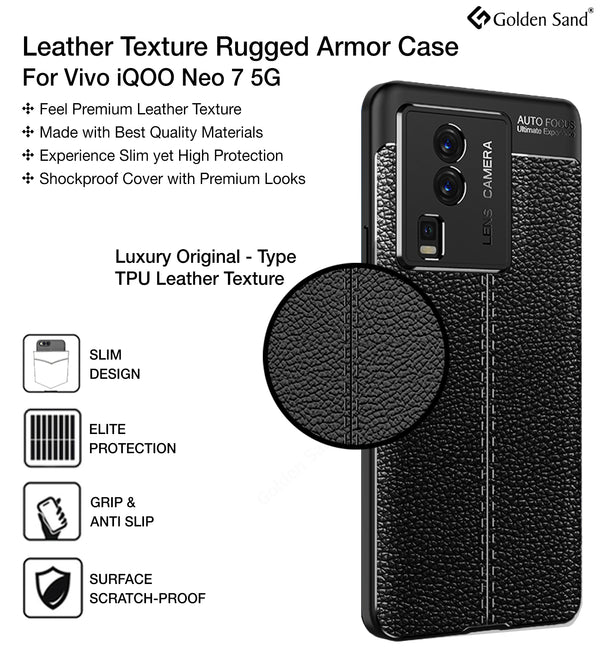 iQOO Neo 7 5G, iQOO Neo 7 Pro 5G (6.78 inch) Back Cover | Vegan Leather Series, Black