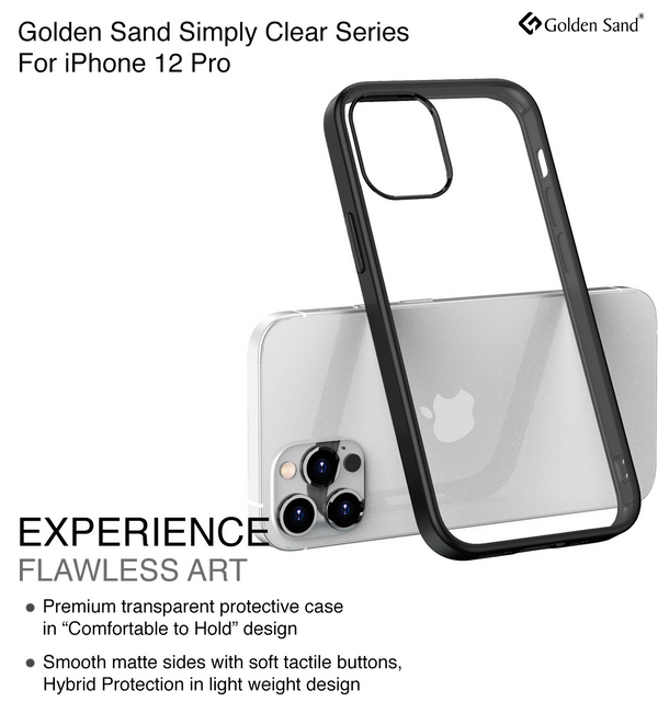 Simply Clear Series Hybrid Transparent Back Cover for Apple iPhone 12 Pro, Black