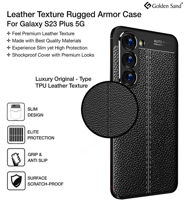 Samsung Galaxy S23+ Plus 5G (6.6 inch) Back Cover | Vegan Leather Series, Black