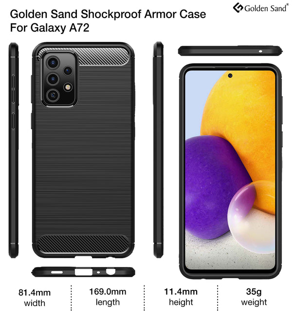 Carbon Fibre Series Shockproof Armor Back Cover for Samsung Galaxy A72, 6.7 inch, Black