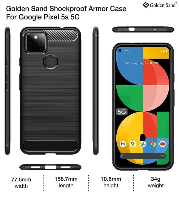 Carbon Fibre Series Shockproof Armor Back Cover for Google Pixel 5a 5G, 6.34 inch, Black