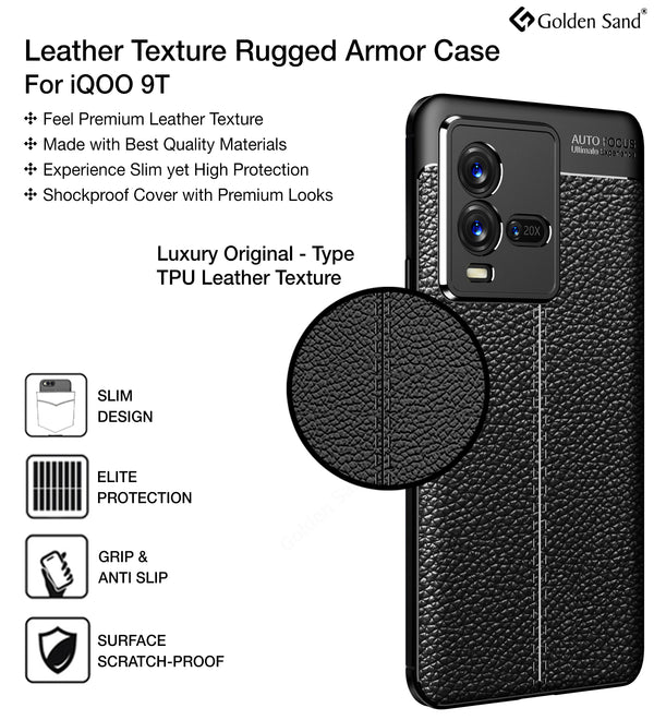 iQOO 9T 5G (6.78 inch) Back Cover | Vegan Leather Series, Black