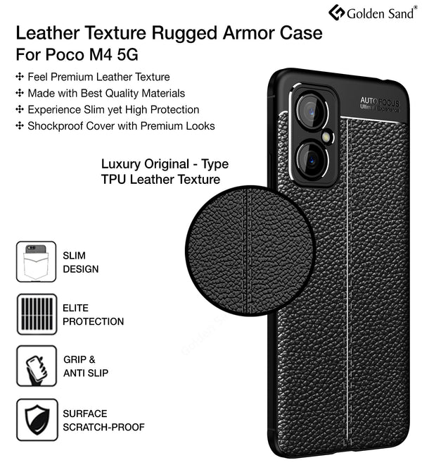 POCO M4 5G (6.58 inch) Back Cover | Vegan Leather Series, Black