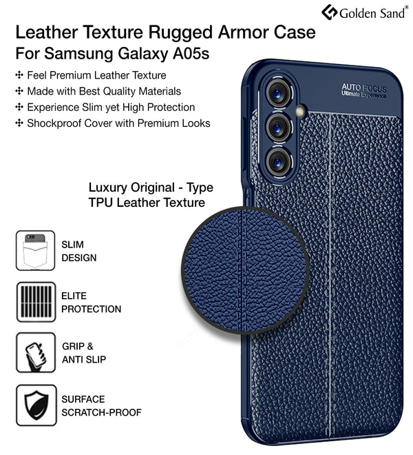 Samsung Galaxy A05s (6.7 inch) Back Cover | Vegan Leather Series, Blue