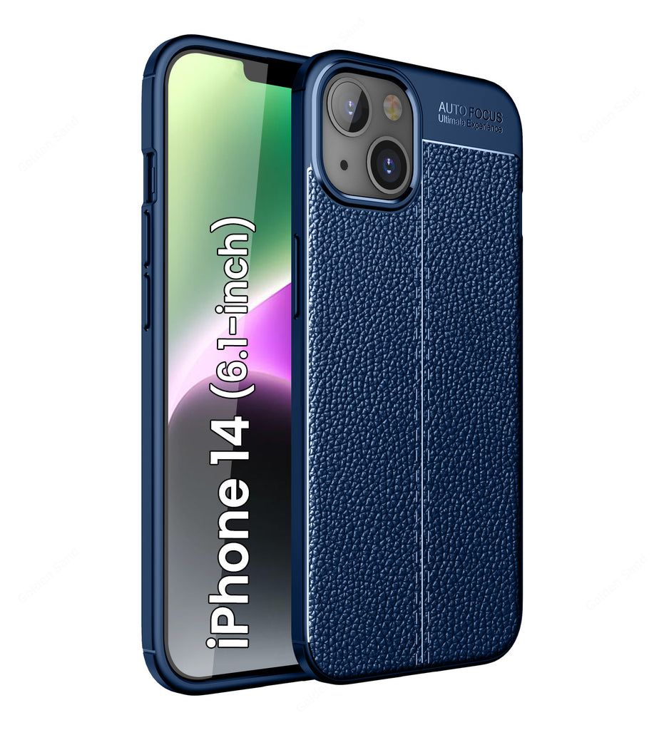 Apple iPhone 14 (6.1 inch) Back Cover | Vegan Leather Series, Blue