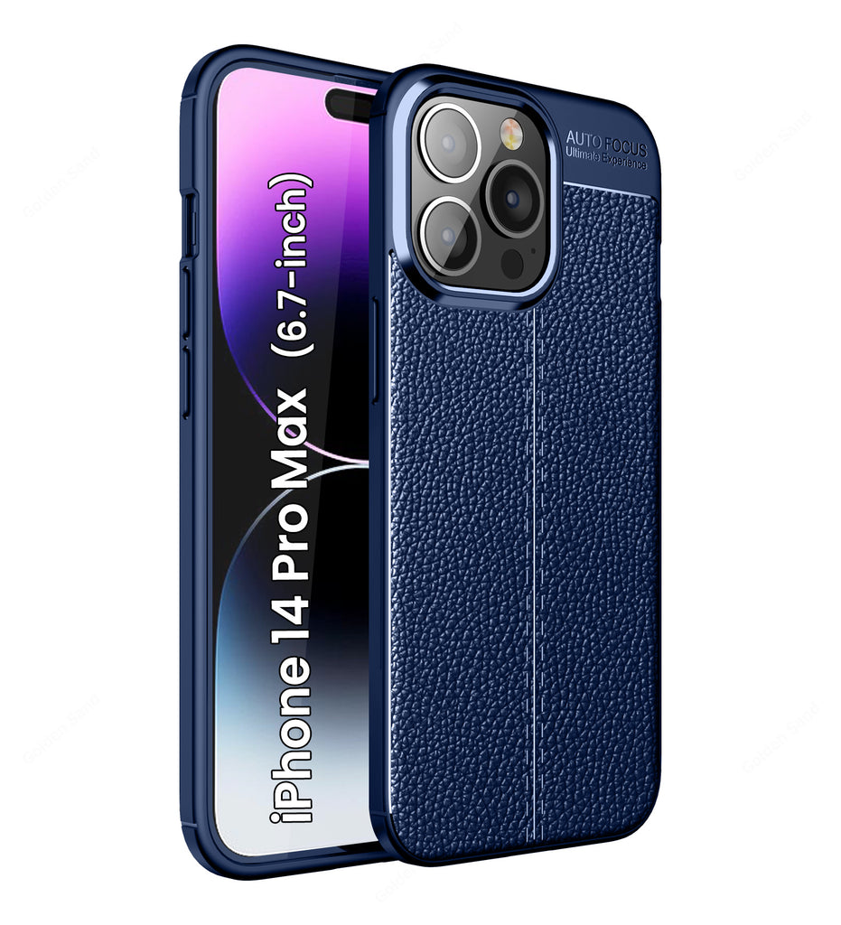 Apple iPhone 14 Pro Max (6.7 inch) Back Cover | Vegan Leather Series, Blue