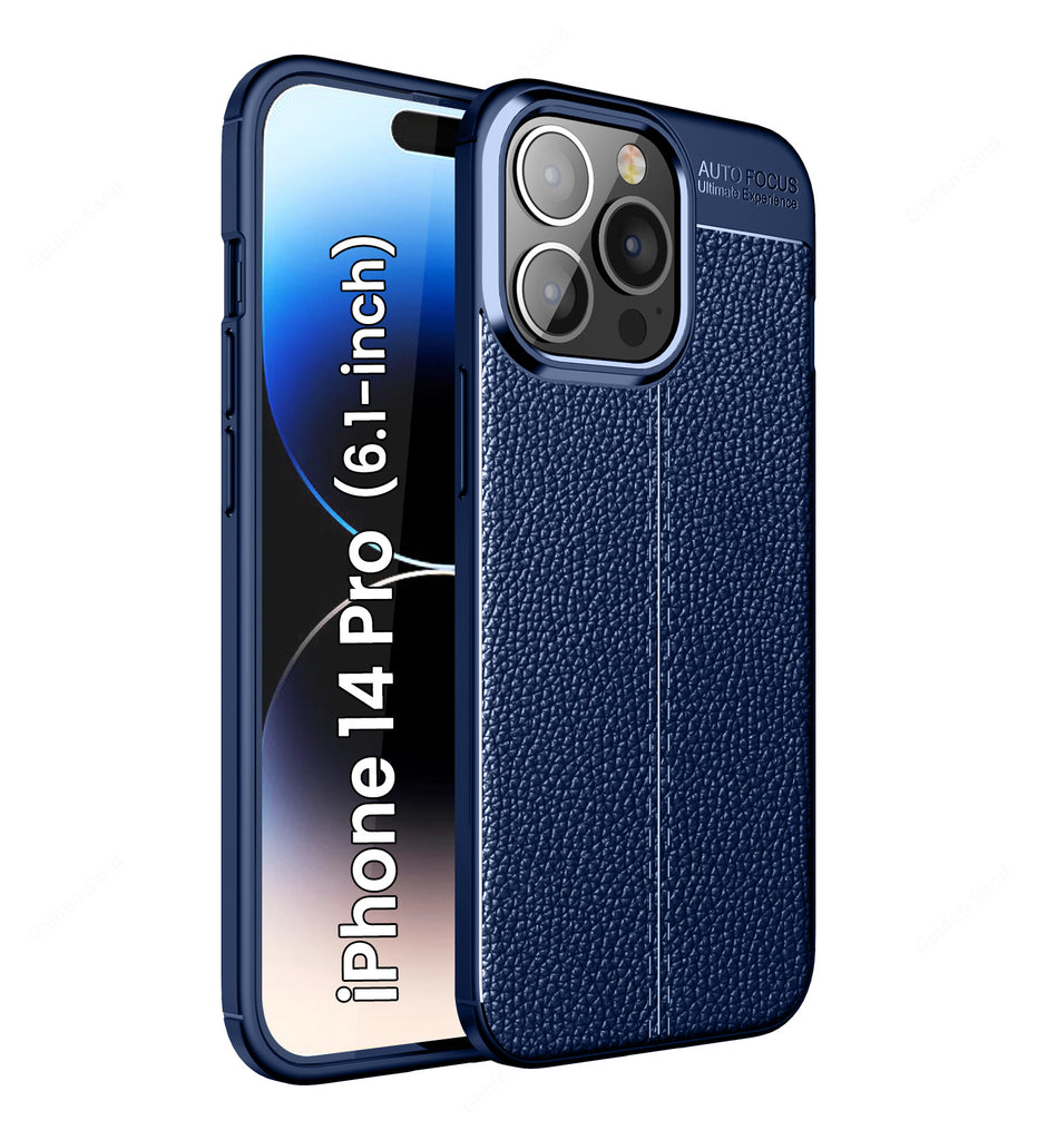 Apple iPhone 14 Pro (6.1 inch) Back Cover | Vegan Leather Series, Blue