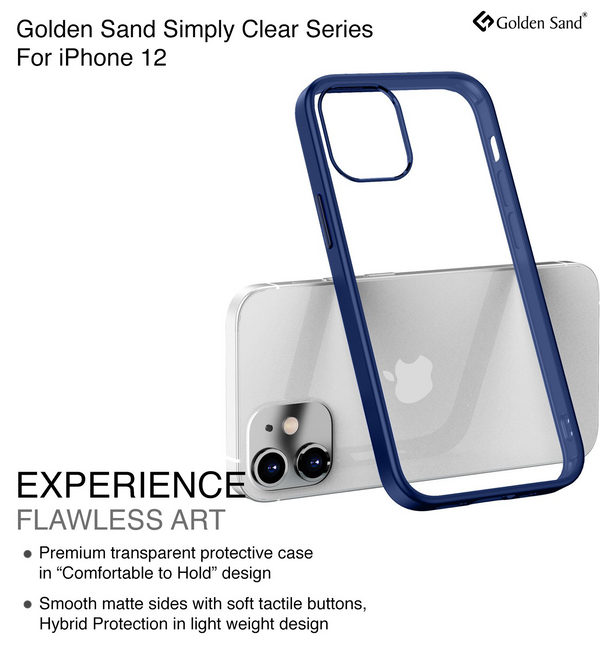 Simply Clear Series Hybrid Transparent Back Cover for Apple iPhone 12, Blue