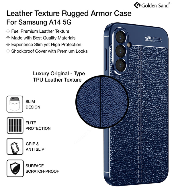 Samsung Galaxy A14 4G, Samsung Galaxy A14 5G (6.6 inch) Back Cover | Vegan Leather Series, Blue