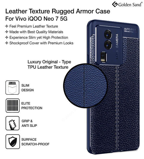 iQOO Neo 7 5G, iQOO Neo 7 Pro 5G (6.78 inch) Back Cover | Vegan Leather Series, Blue