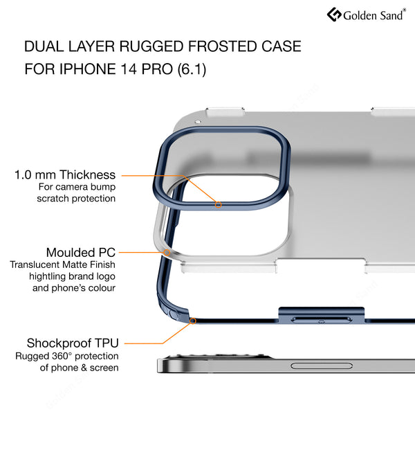 Apple iPhone 14 Pro (6.1 inch) Back Cover | Rugged Frosted Series, Blue