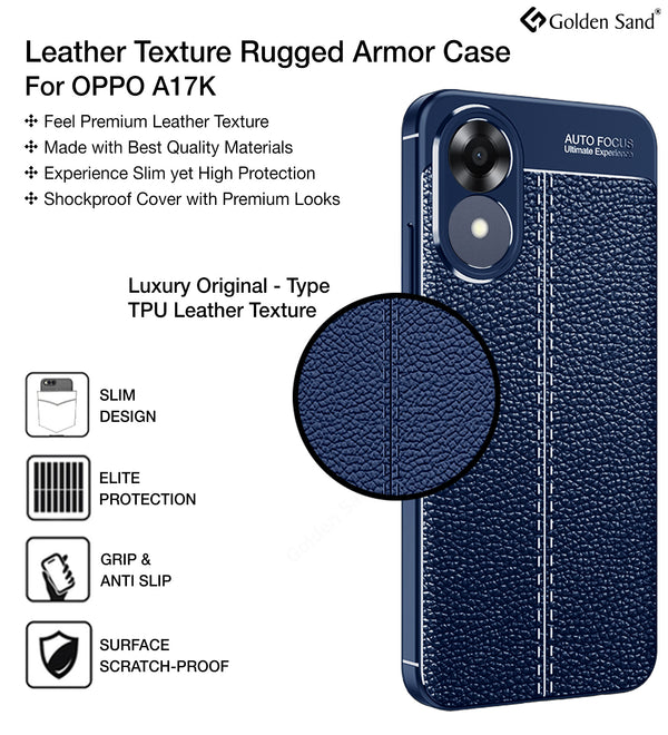 OPPO A17K 4G (6.56 inch) Back Cover | Vegan Leather Series, Blue