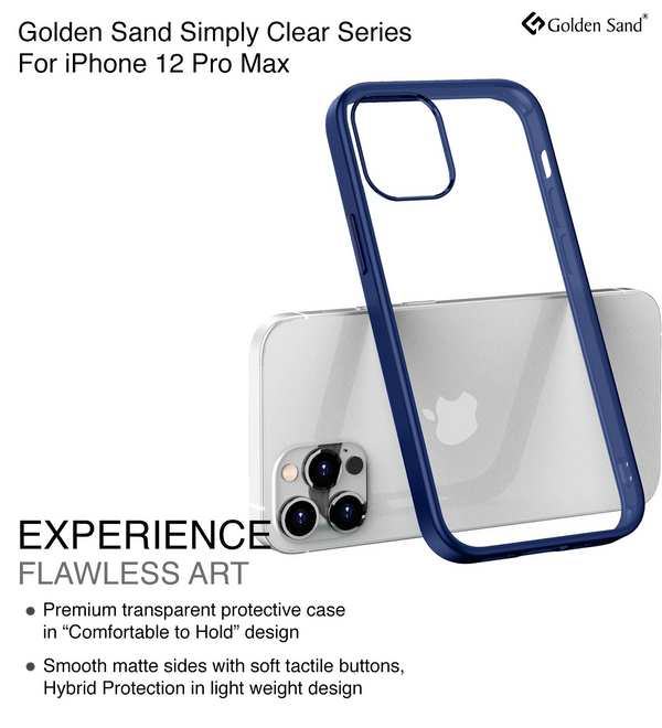 Simply Clear Series Hybrid Transparent Back Cover for Apple iPhone 12 Pro Max, Blue
