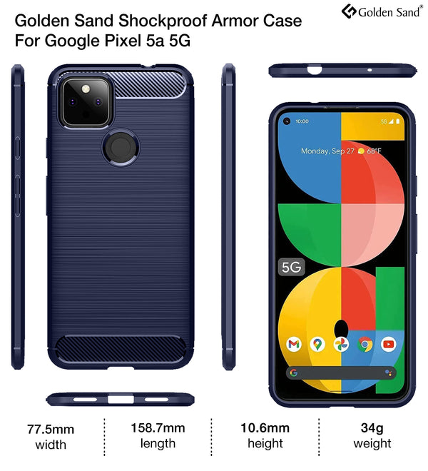 Carbon Fibre Series Shockproof Armor Back Cover for Google Pixel 5a 5G, 6.34 inch, Blue